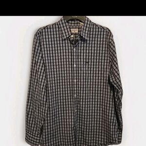 Dockers Navy Blue and White Gingham Button Down Shirt